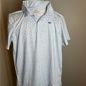 Boys Stretch Size 7 Vineyard Vines Stretch Blue & Pink Micro Whale Print